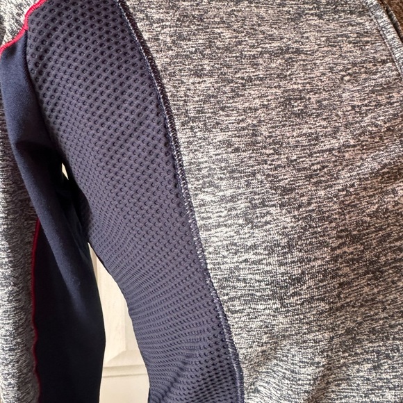 Athleta women’s Running Pullover with 1/2 zip front & mock neck- Gray and Navy - Picture 4 of 11